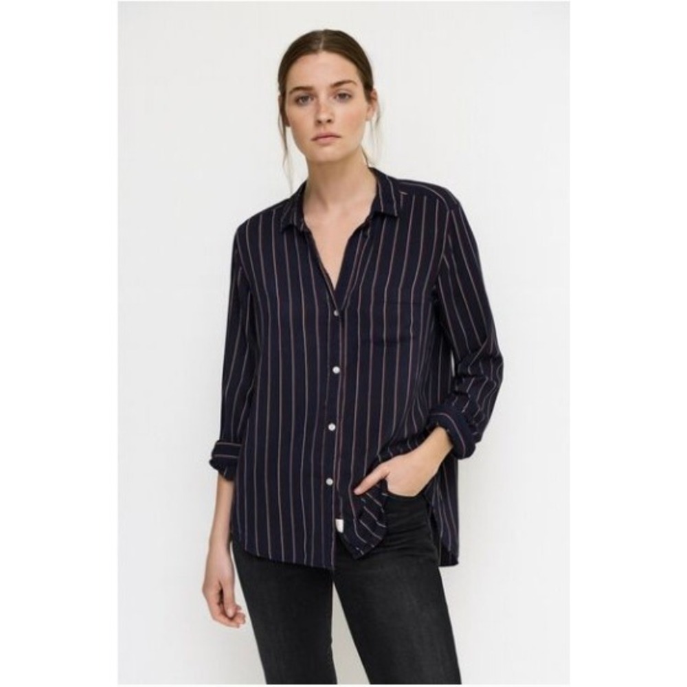 Grayson by Frank & Eileen The Hero Button Down Shirt Navy Stripe Size 2‎ S
